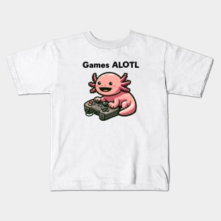 Kawaii Axolotl Gaming Kids T-Shirt